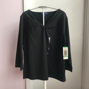NWT Jones New York Black Three-Quarter Sleeve Top